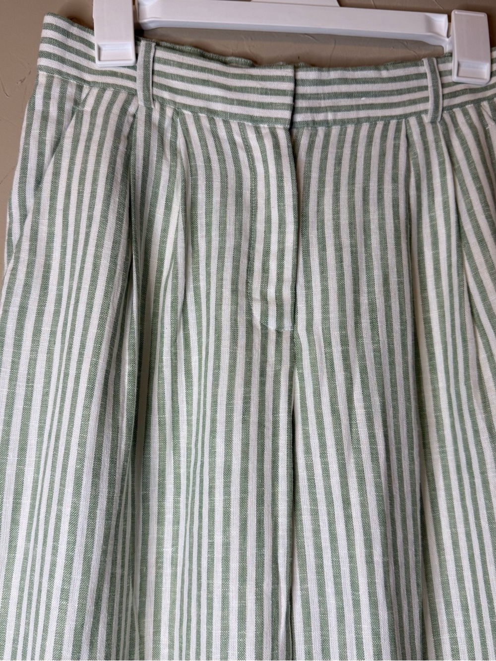 Abercrombie & Fitch Sage-Striped Linen Blend Wide-Leg Pants Size 6/28 - Picture 4 of 16